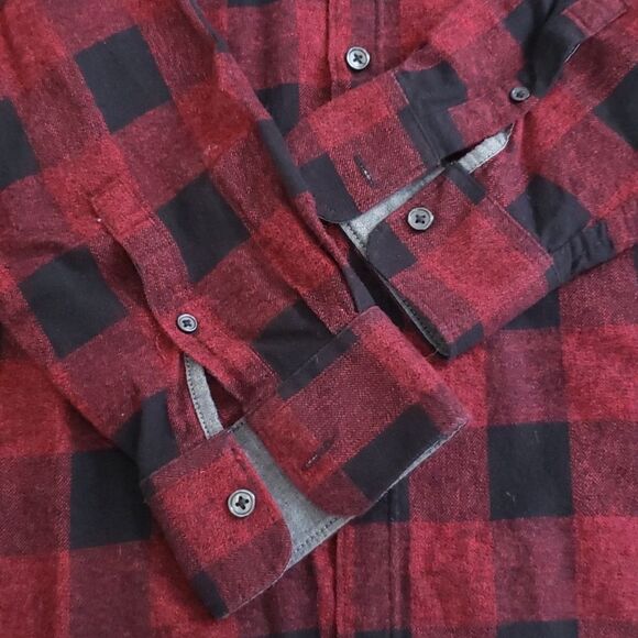 Kenneth Cole Shirt Mens Size Large Flannel Black Red Buffalo Plaid - Picture 7 of 8